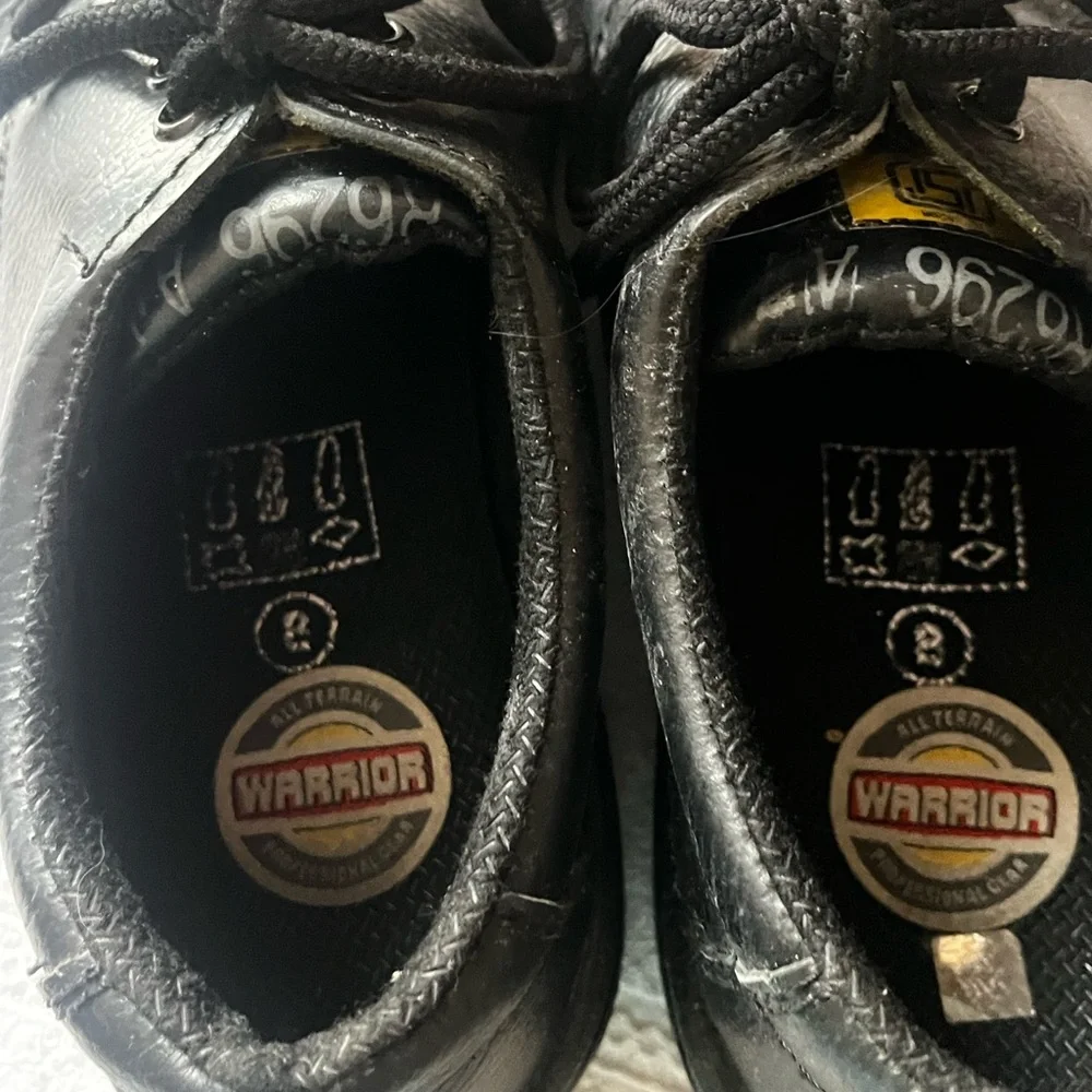 Warrior Black Leather Safety Steel Toe Shoes Sz 8